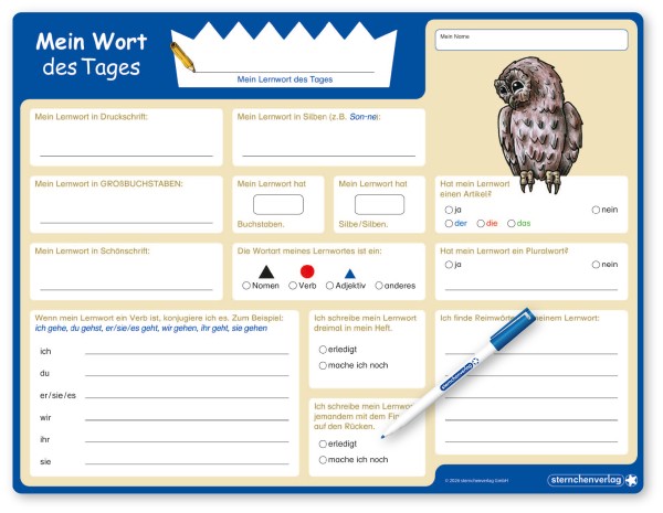 Mein Wort des Tages - Lerntafel mit Stift