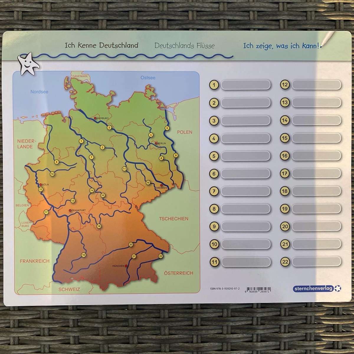 Flüsse Und Gebirge In Deutschland 4 Klasse Ich kenne Deutschland - Deutschlands Flüsse - Lerntafel ohne Stift