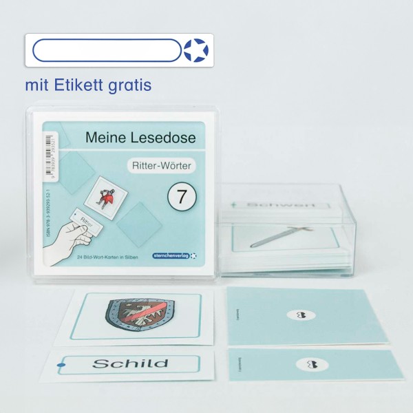Meine Lesedose 7 - Ritter-Wörter- Jetzt neu mit Etikett zum Beschriften - SALE Restposten!