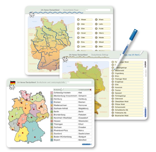 Ich kenne Deutschland - 3 Tafeln im Set - Lerntafel mit Stift