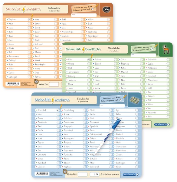 Meine Blitzlesekarten - Set 3 (3 Lerntafeln mit Stift)