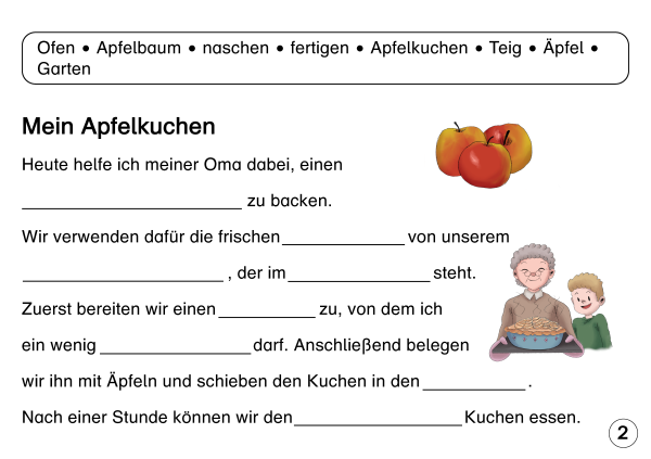 Lückentexte Teil 1 für die 1. und 2. Klasse - Jetzt neu mit Etikett zum
