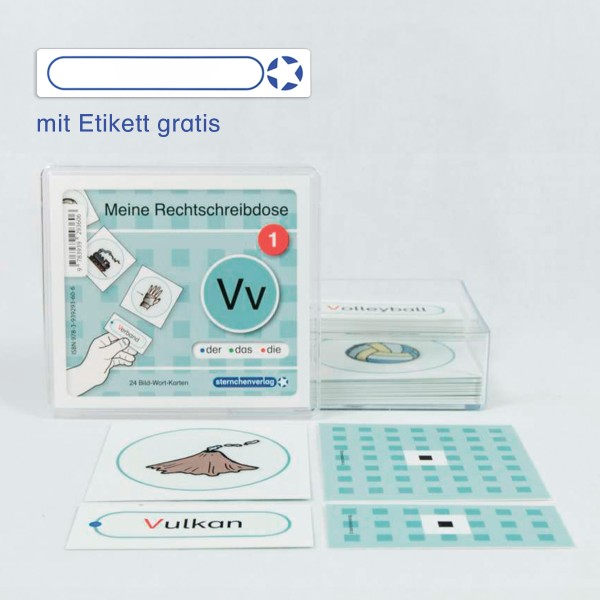 Meine Rechtschreibdose 1 - Vv-Wörter - Jetzt neu mit Etikett zum Beschriften