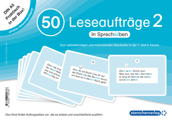 50 Leseaufträge 2 in der Box für die 1. und 2. Klasse - Jetzt neu mit Etikett zum Beschriften
