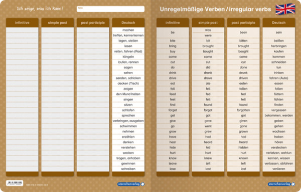 Unregelmäßige Verben Englisch Pdf Klasse 6 shop.sternchenverlag.de