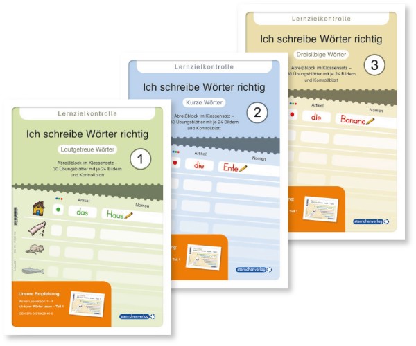 Ich schreibe Wörter richtig - Lernzielkontrollen - 3 Abreißblöcke mit je 30 Blättern