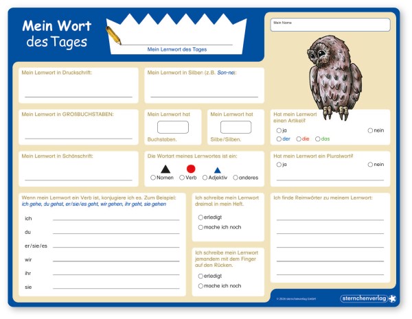 Mein Wort des Tages - Lerntafel ohne Stift