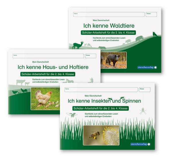 Ich kenne Waldtiere - Haus- und Hoftiere - Insekten und Spinnen - 3 Hefte