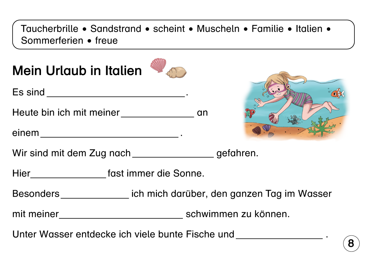 Lückentexte Teil 1 für die 1. und 2. Klasse - Jetzt neu mit Etikett zum