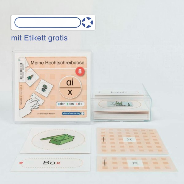 Meine Rechtschreibdose 8 - ai/x-Wörter - Jetzt neu mit Etikett zum Beschriften