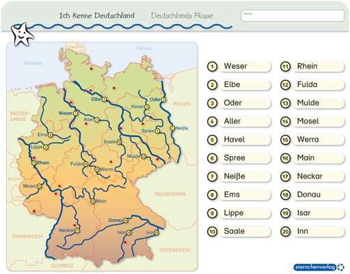 Ich kenne Deutschland - Deutschlands Flüsse- für die Klasse ohne Stift