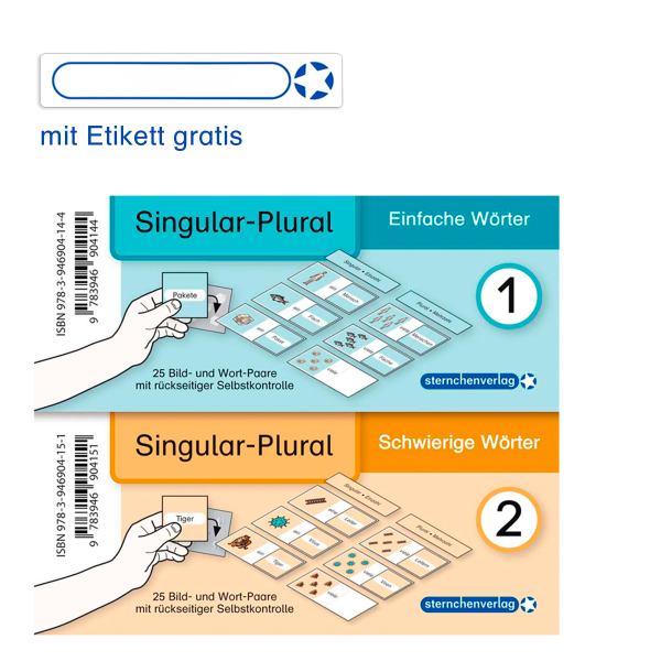 Meine Grammatikdose 1 und 2 - Singular-Plural - Einfache und schwierige Wörter - 2 Dosen- Jetzt neu mit Etikett