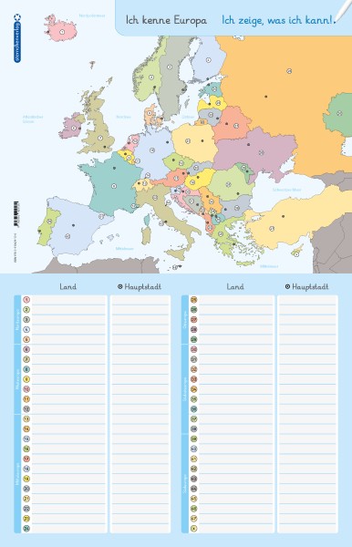 Europa Länder Und Hauptstädte Lernen Ich kenne Europa - Länder und Hauptstädte - Lerntafel ohne Stift